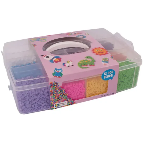 PlayBox: Perline termoadesive XL MAXI da 9mm in 12 colori, in scatola di stoccaggio, 12000 pezzi immagine 1