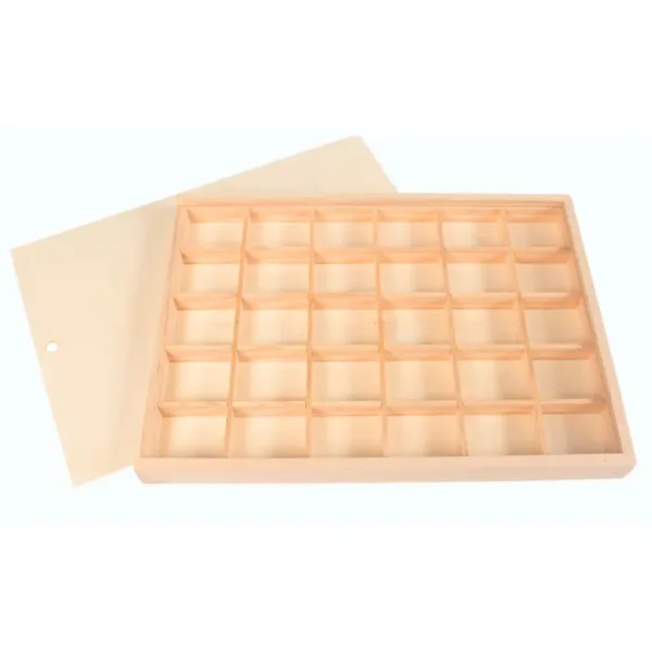 PlayBox: Scatola di immagazzinaggio in legno con coperchio scorrevole a 30 scomparti immagine 1