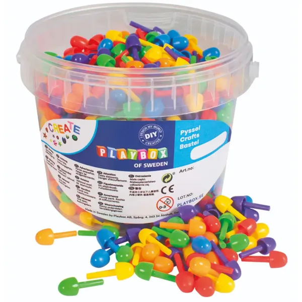 PlayBox: Set di chiodini piccoli colorati da mosaico, 700 pezzi in secchiello, 1 cm immagine 1