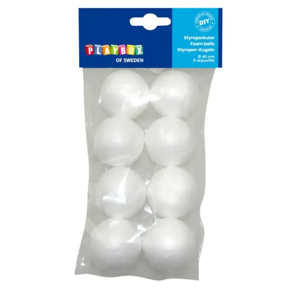 PlayBox: Set di 8 sfere decorative in polistirolo da 40mm immagine 1
