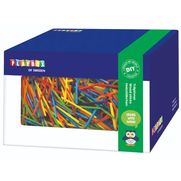 PlayBox: Set di bastoncini di legno colorati in scatola 350 grammi immagine 1