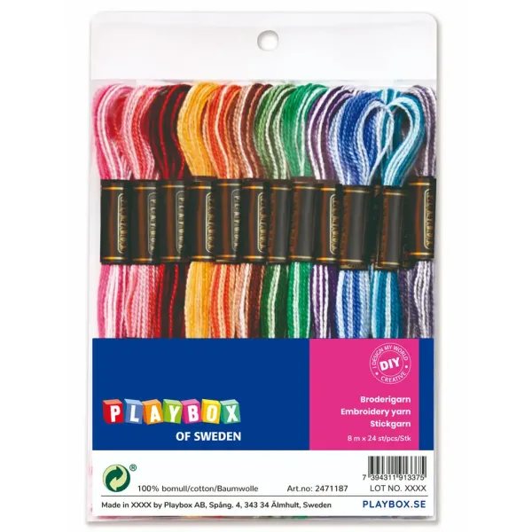 PlayBox: Set di fili da ricamo in cotone colorato 24 pezzi immagine 1