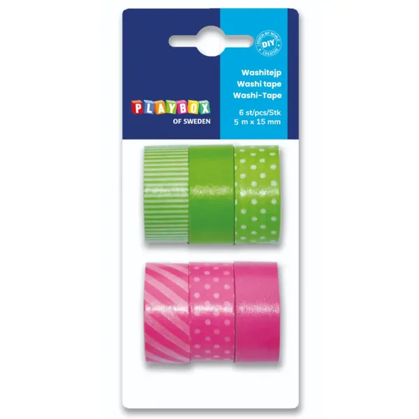 PlayBox: Set di nastri adesivi decorativi verde e rosa, 6 pezzi immagine 1