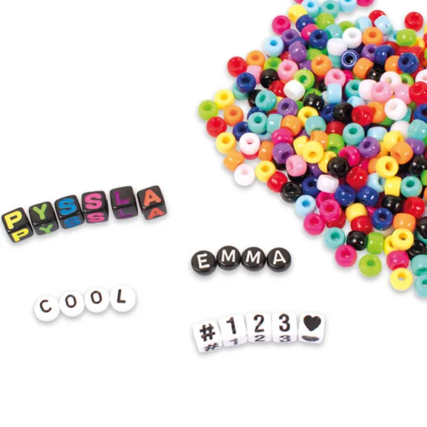 PlayBox: Set di perline infilabili da 1000 pezzi colorate e con lettere in scatola immagine 2