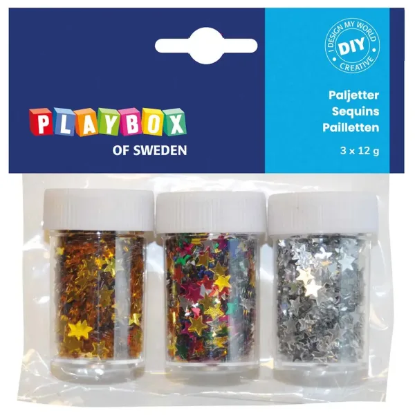 PlayBox: Stelle decorative in diversi colori confezione da 3x12g immagine 1