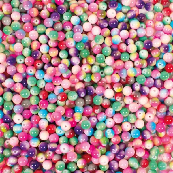 Playbox: Set di perline di vetro melange colorate infilabili – Ø 8 mm confezione da 250 pezzi immagine 1