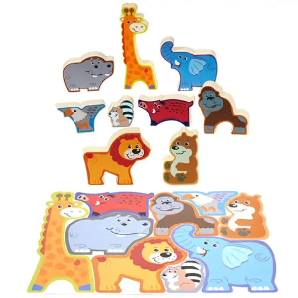 Playgo: Puzzle di forme di animali selvatici immagine 2
