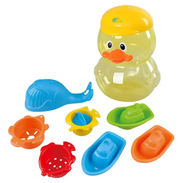 Playgo: Set da bagno per bambini in contenitore a forma di anatra, set da 8 pezzi immagine 2