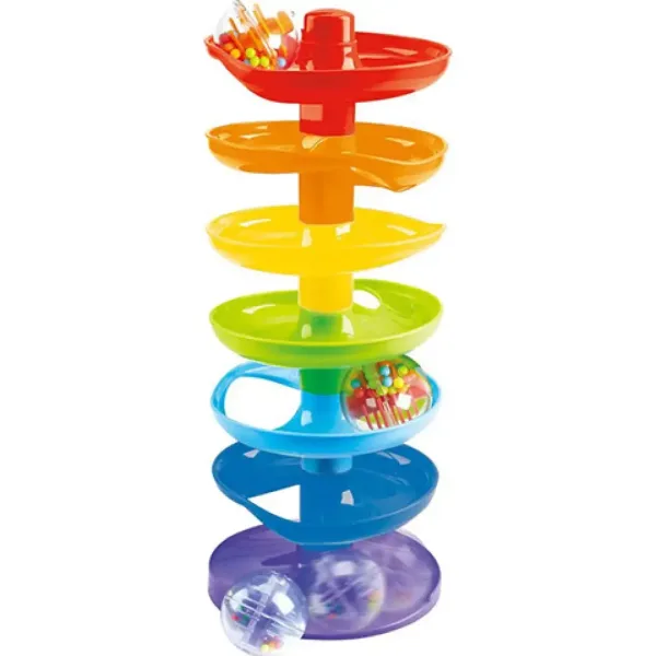 Playgo: Torre pista per biglie arcobaleno per bebè con tre palline immagine 2