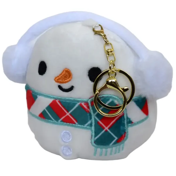 Portachiavi pupazzo di neve in peluche morbido 12 cm immagine 2