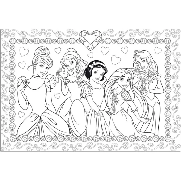 Principesse Disney 2 in 1 puzzle da 108 pezzi e album da colorare 50x35 cm - Lisciani immagine 2