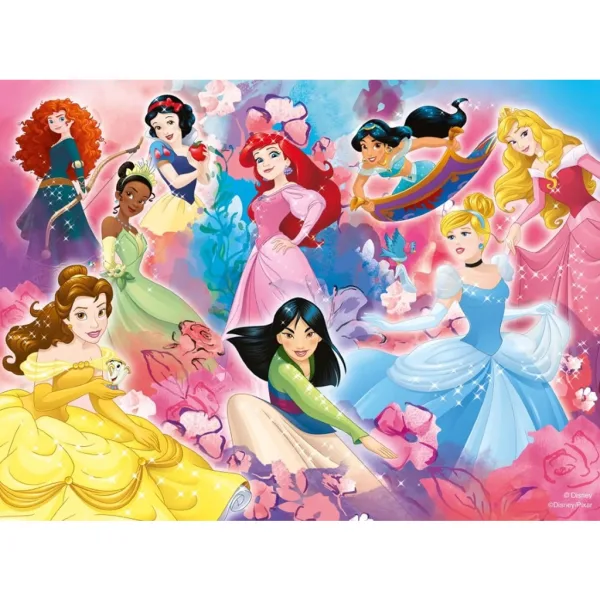 Principesse Disney Il team 2 in 1 puzzle Eco maxi da 24 pezzi e da colorare 70x50 cm - Lisciani immagine 2