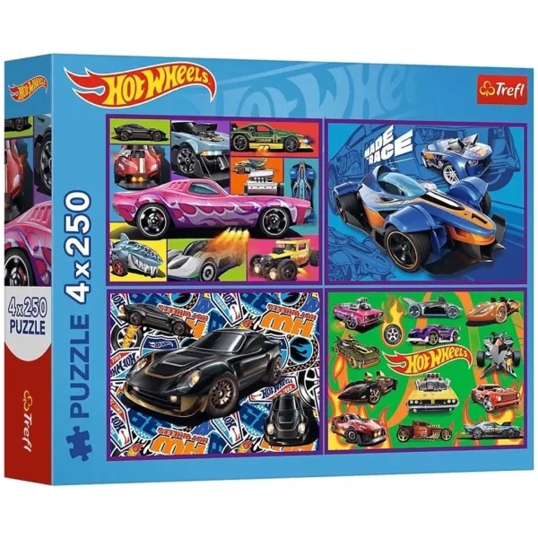 Puzzle Hot Wheels auto da corsa 4 x 250 pezzi - Trefl immagine 1
