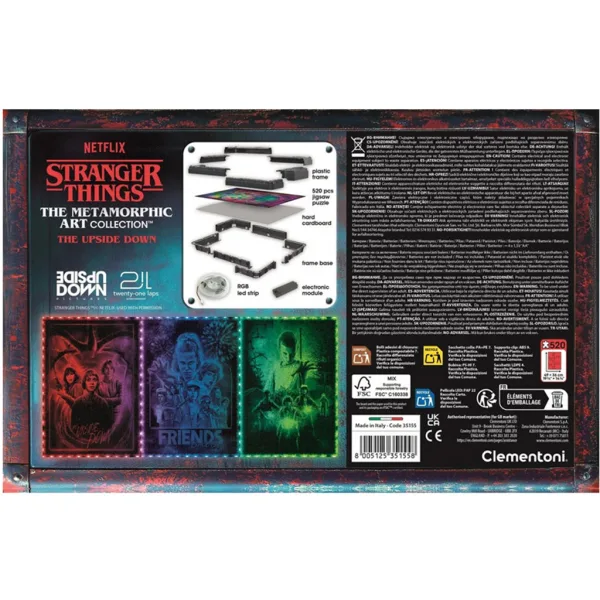 Puzzle Stranger Things da 520 pezzi con cornice e illuminazione LED RGB – Clementoni immagine 3
