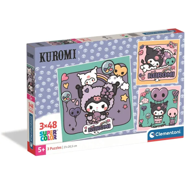 Puzzle Super Color Kuromi 3 x 48 pezzi - Clementoni immagine 1