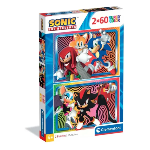 Puzzle Supercolor Sonic the Hedgehog 2x60 pezzi - Clementoni immagine 1