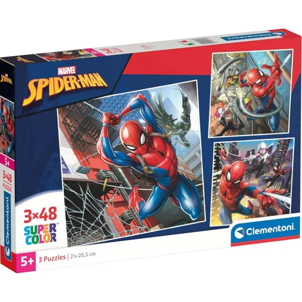 Puzzle Supercolor Spider-Man 3x48 pezzi - Clementoni immagine 1