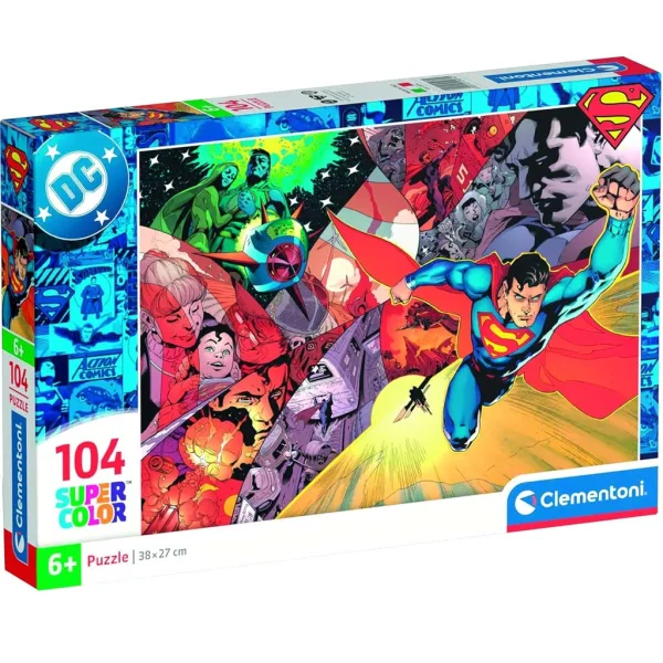 Puzzle Supercolor da 104 pezzi DC Comics Superman - Clementoni immagine 1