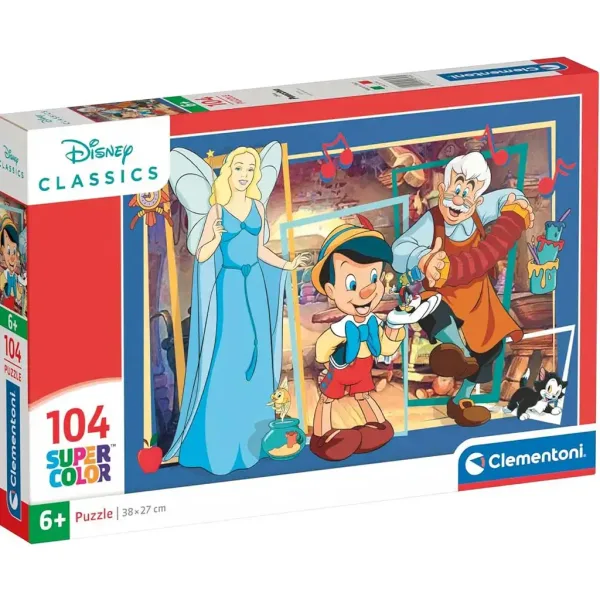 Puzzle Supercolor da 104 pezzi di Pinocchio Disney - Clementoni immagine 1