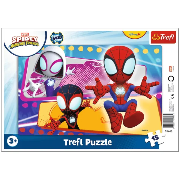 Puzzle con cornice da 15 pezzi Marvel Spidey - La squadra di Spidey - Trefl immagine 1