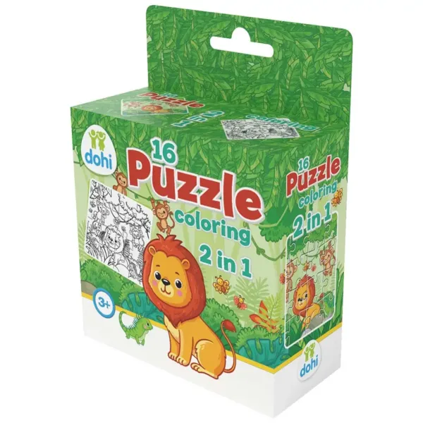 Puzzle da colorare 2 in 1 da 16 pezzi - Leone immagine 1
