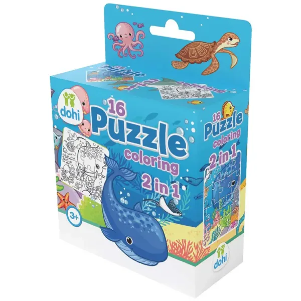 Puzzle da colorare 2 in 1 da 16 pezzi - Mare immagine 1