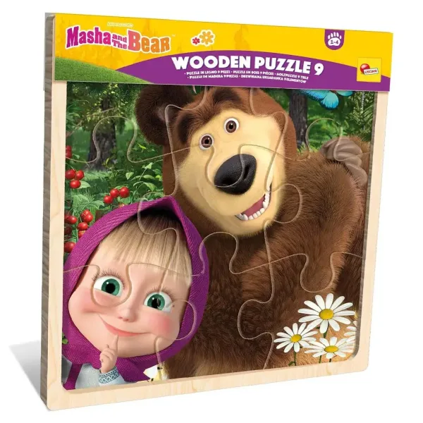 Puzzle di legno incorniciato da 9 pezzi Masha e Orso - Lisciani immagine 1