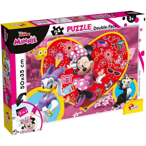 Puzzle e album da colorare Minnie Mouse 2 in 1, 24 pezzi, 50x35 cm - Lisciani immagine 1