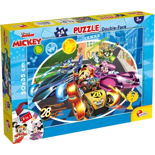 Puzzle e libro da colorare 2 in 1 di Topolino, 24 pezzi, 50x35 cm - Lisciani immagine 1