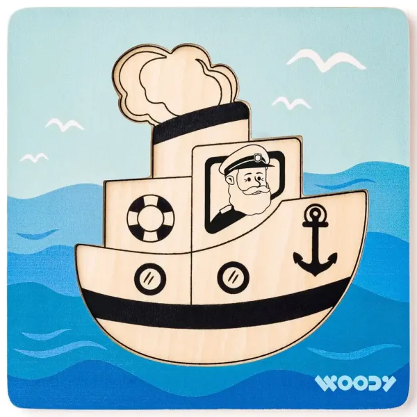 Puzzle in legno a tema barca a vela da 5 pezzi - Woodyland immagine 2