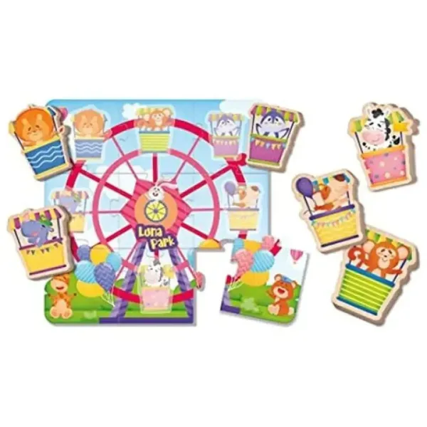 Puzzle in legno per bambini Montessori - Parco divertimenti immagine 2