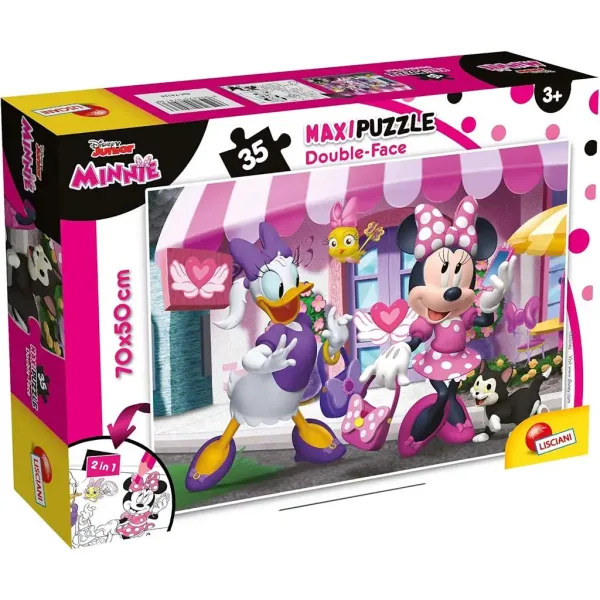 Puzzle maxi 2 in 1 da 35 pezzi e libro da colorare Minnie Mouse 70x50cm - Lisciani immagine 1