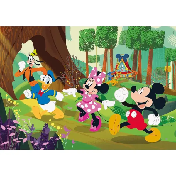 Puzzle maxi supercolor 104 pezzi - Lavventura nel bosco di Topolino e i suoi amici - Clementoni immagine 2