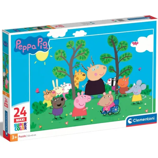 Puzzle maxi supercolor 24 pezzi Peppa Pig e amici - Clementoni immagine 1
