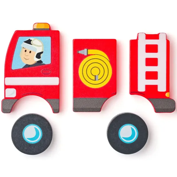 Puzzle per bambini da 5 pezzi con tema dei pompieri - Woodyland immagine 2