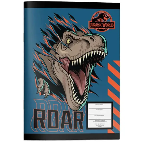 Quaderno a righe Must... Jurassic World con album da colorare, 40 fogli, disponibile in due versioni. immagine 1