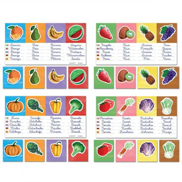 Quercetti: Gioco educativo in lingua straniera Montessori Verdure e Frutta set di 3 pezzi immagine 2