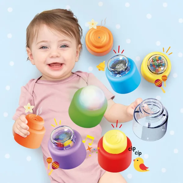 Quercetti: Momy Soft set di 8 blocchi sensoriali morbidi con luce e suono immagine 3