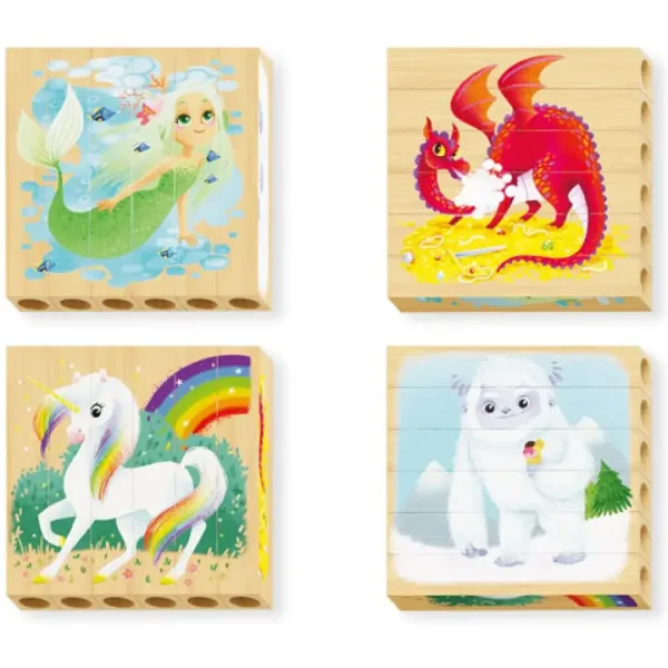 Quercetti: PlayBio Creature Fantastiche 4 in 1 puzzle a blocchi di legno immagine 2