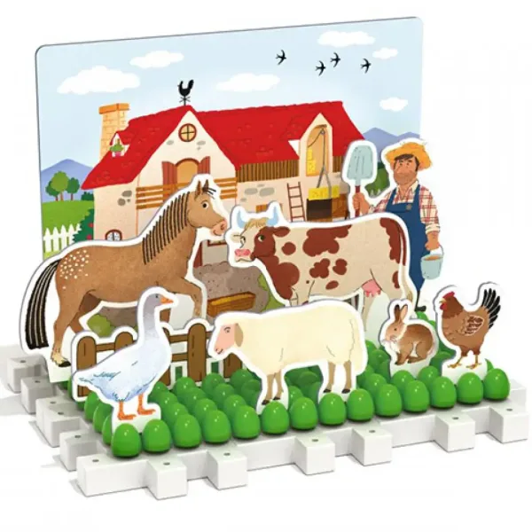 Quercetti: Set di gioco Montessori Fattoria e foresta con 3 pezzi immagine 1