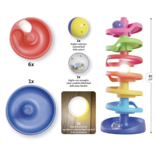 Quercetti: Torre a Spirale pista per biglie per bambini con biglia luminosa immagine 2