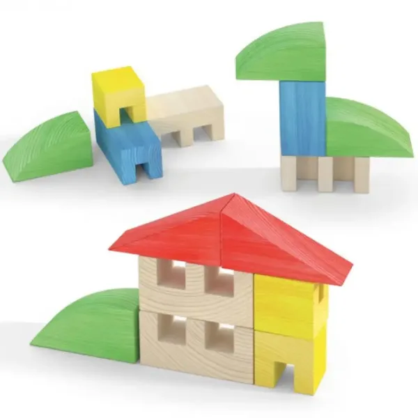 Quercetti: ToyTown Basic gioco di costruzione in legno da 15 pezzi immagine 2