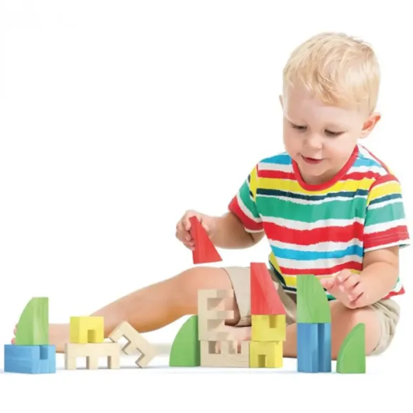 Quercetti: ToyTown Basic gioco di costruzione in legno da 15 pezzi immagine 3