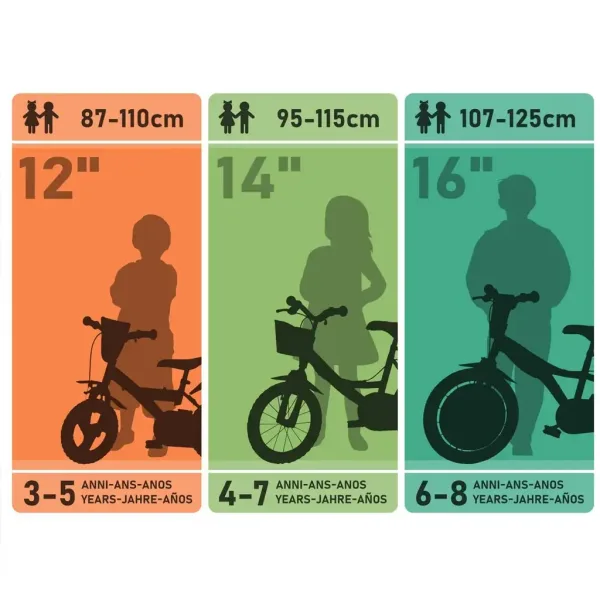 R88 16” bicicletta per bambini con portaborraccia e rotelle laterali, colore arancione-nero – bici Dino Bikes immagine 4