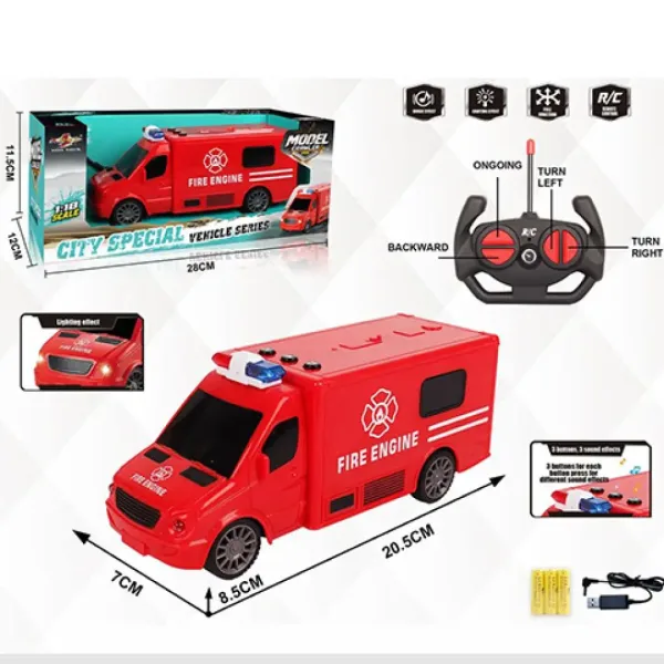 RC Autobus dei Pompieri con Telecomando con Effetti di Luce e Suono, Scala 1:18, 20 cm immagine 5