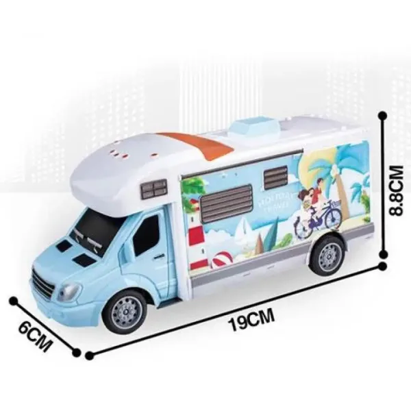 RC Camper da viaggio Holiday con luci 27MHz in scala 1/32 20cm immagine 4