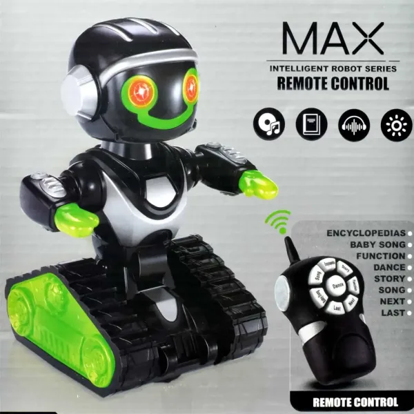 RC MacroBot interattivo con telecomando nero-verde con luci e suoni 20cm immagine 4