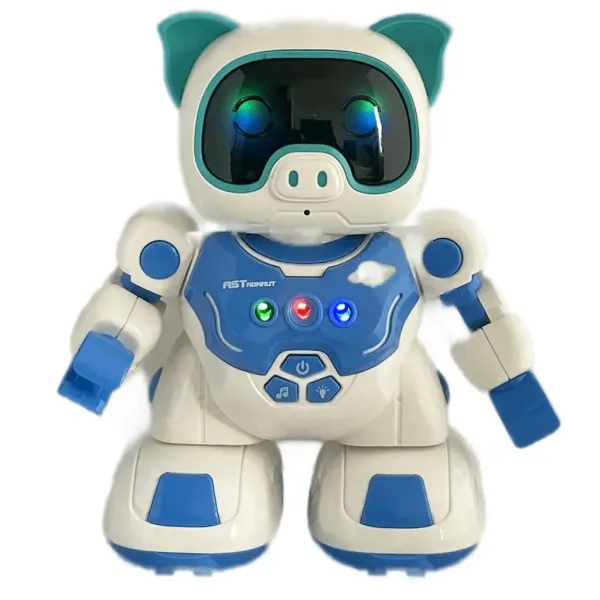 RC Maialino robot interattivo danzante con telecomando, effetti luminosi e sonori, 20 cm immagine 2
