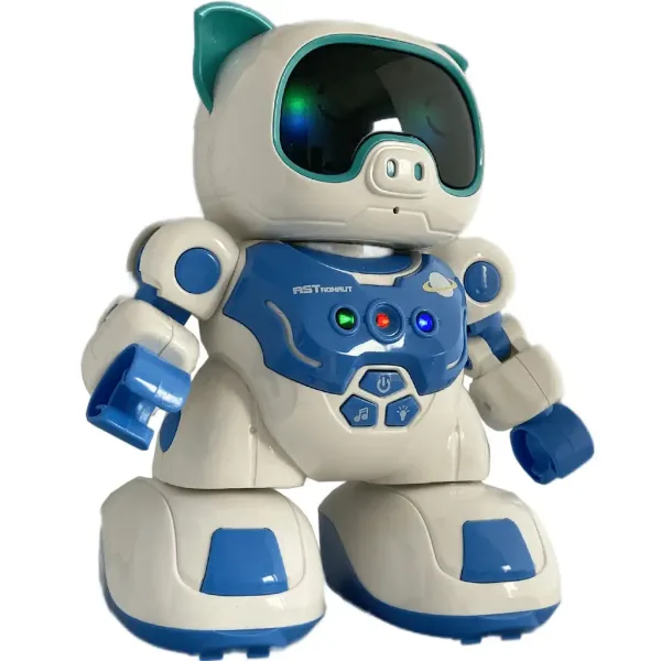 RC Maialino robot interattivo danzante con telecomando, effetti luminosi e sonori, 20 cm immagine 4