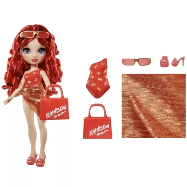Rainbow High: Bambola fashion da spiaggia, Ruby, bambola alla moda da vestire per il sole immagine 3